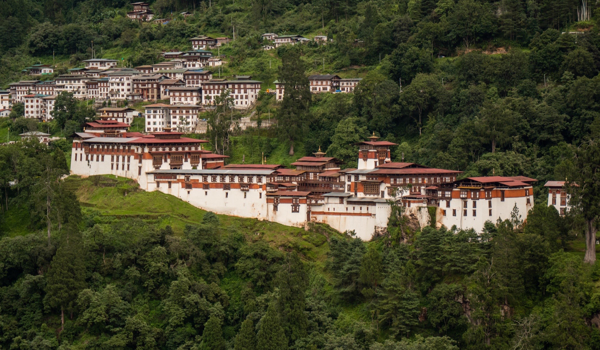 A boutique Bhutanese three-star hotel courtyard